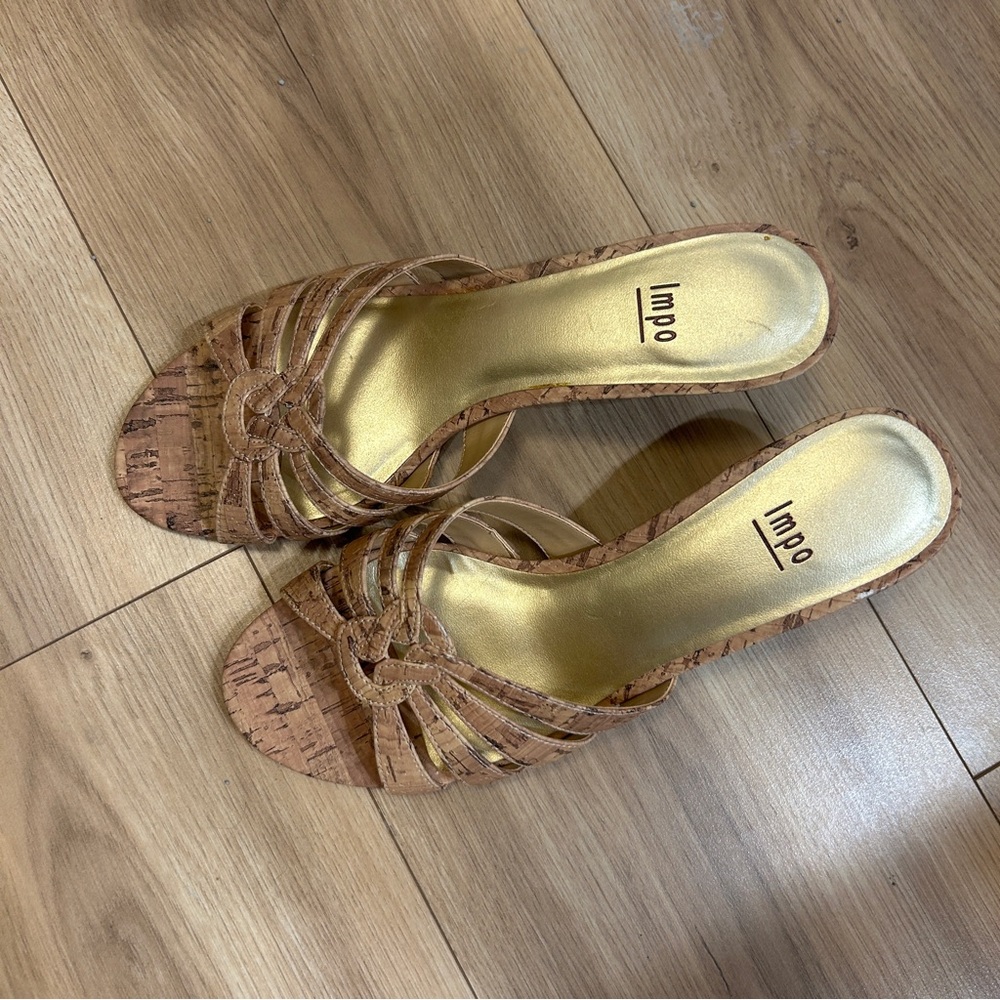 Impo Women's Tan Cork Wedge Sandals